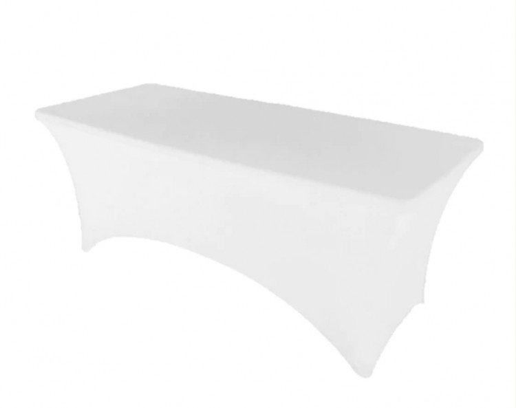 6 FT WHITE SPANDEX TABLE COVERING