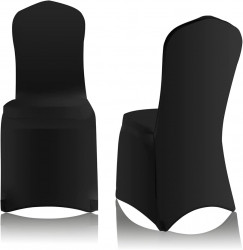 BLACK SPANDEX CHAIR COVERS